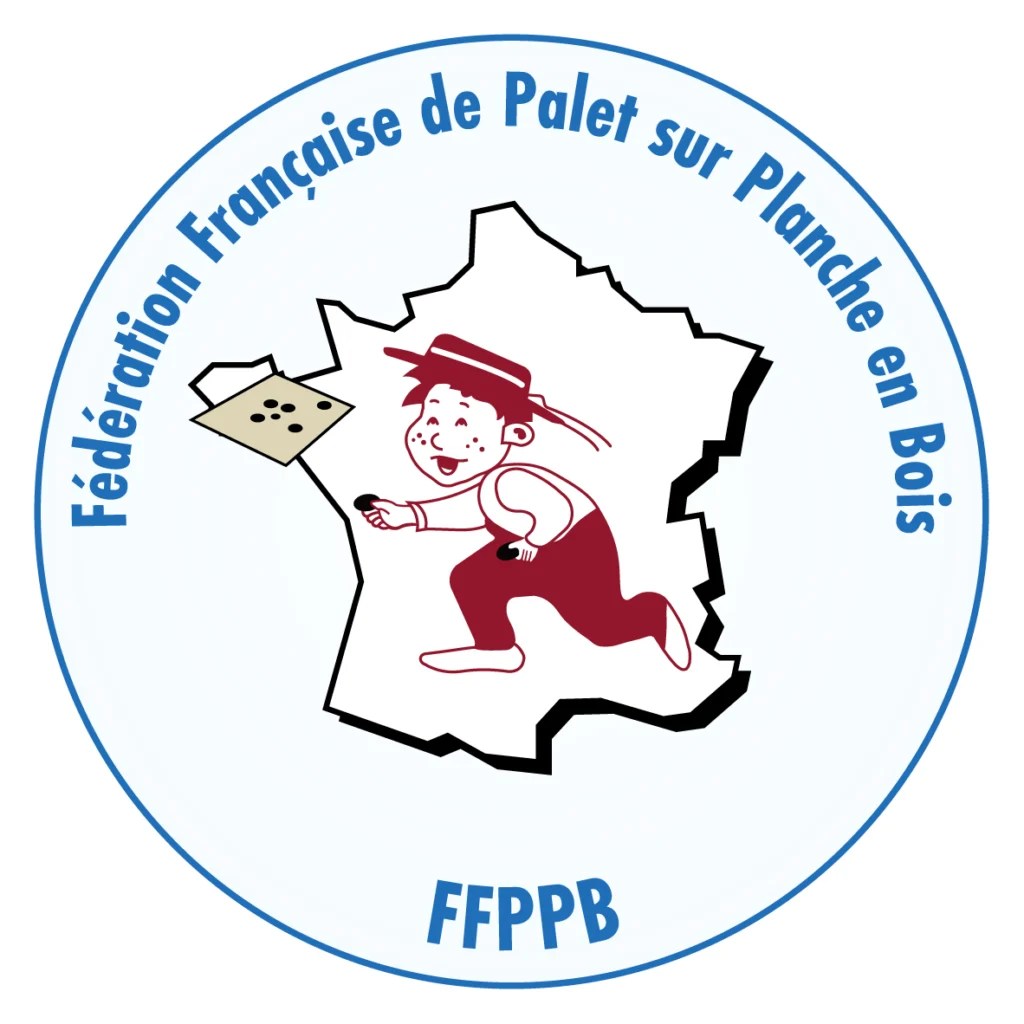 Logo de la fédération de palet sur planche en bois - FFPPB - Bretagne